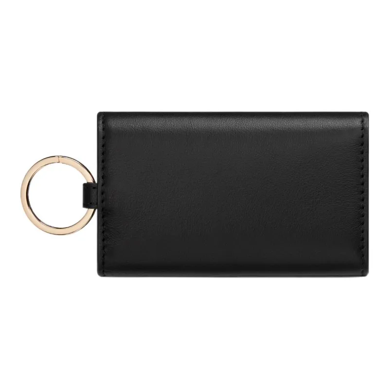 DIOR 30 Montaigne Smooth Calf Leather Key Pouch Women's Black-2