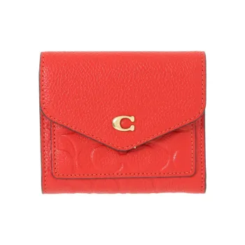 COACH Wyn Soft Textured Shiny Leather Card Holders Coin Purses Wallets Women's Red