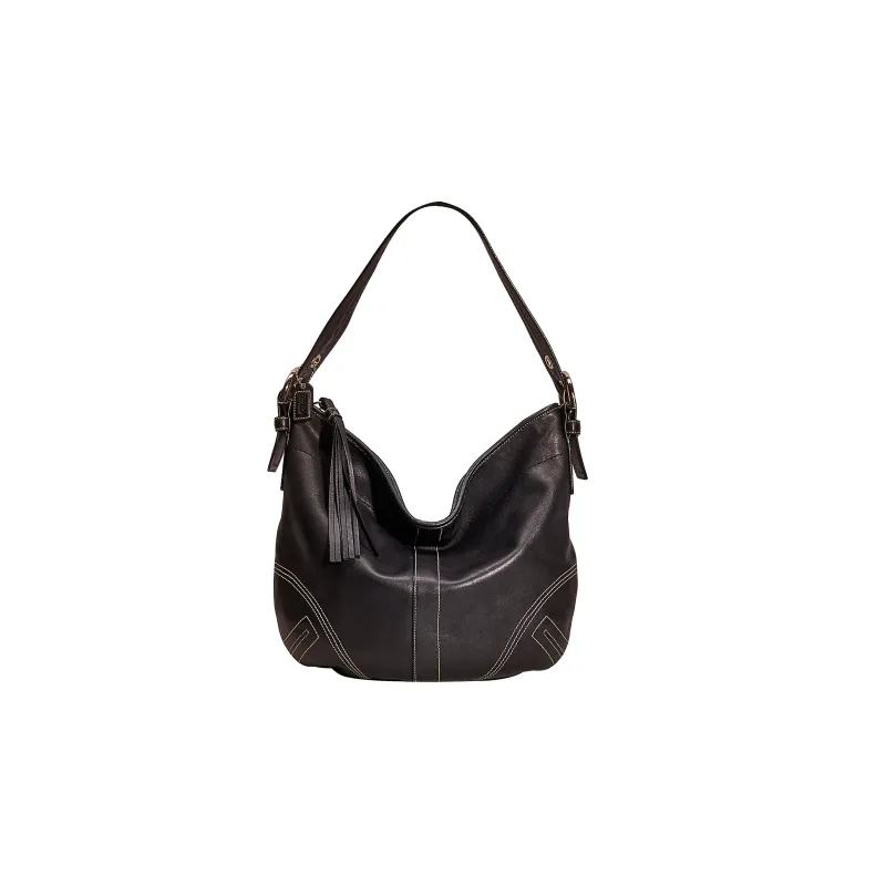 COACH Soho Leather Hobo Bag Handbag Shoulder Bag Large Size Women's Black-0