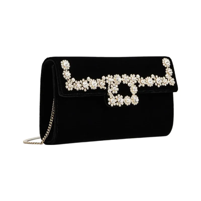 Roger Vivier Velvet Clutch Bag Over The Shoulder Regular Women's Black-1