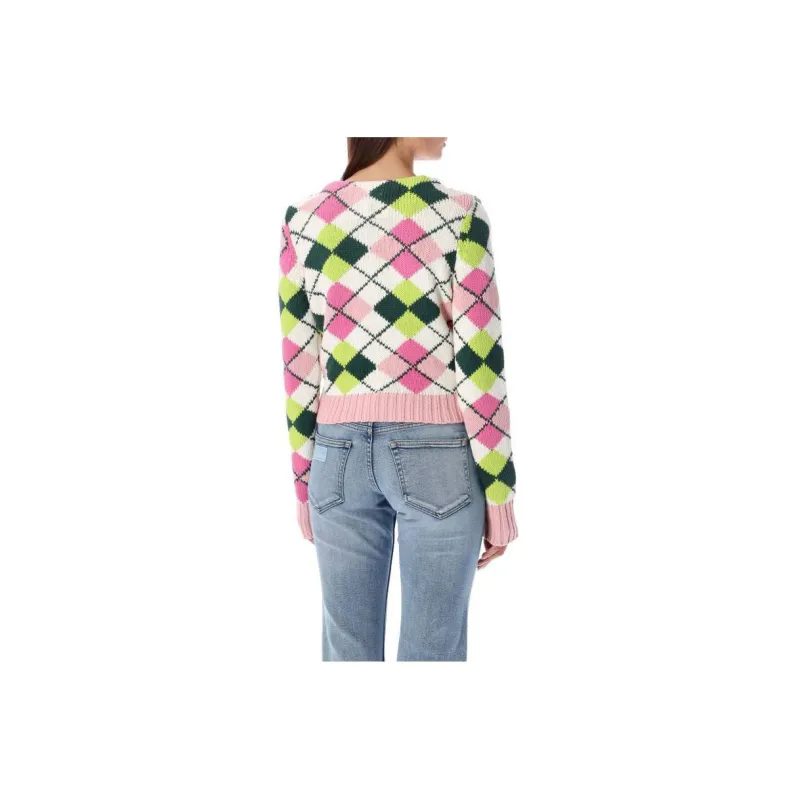 GANNI Graphic V Neck Cardigan 'Multicolor'-1