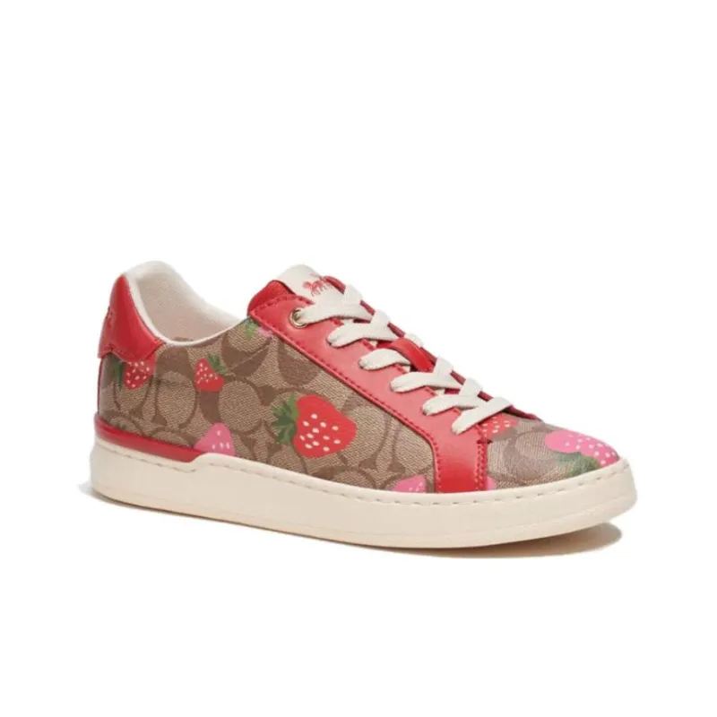 COACH Clip Cushioning Wear Resistant Low Top Skateboard Shoes Women's Red-2