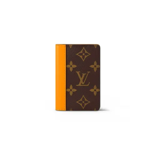 LOUIS VUITTON Men Pocket Organizer Wallet Card Holder Brown/Orange