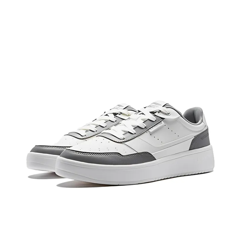 LiNing Relaxing Cushioning Anti Slip And Wear Resistant Low Top Casual Shoes Men's Gray White-2