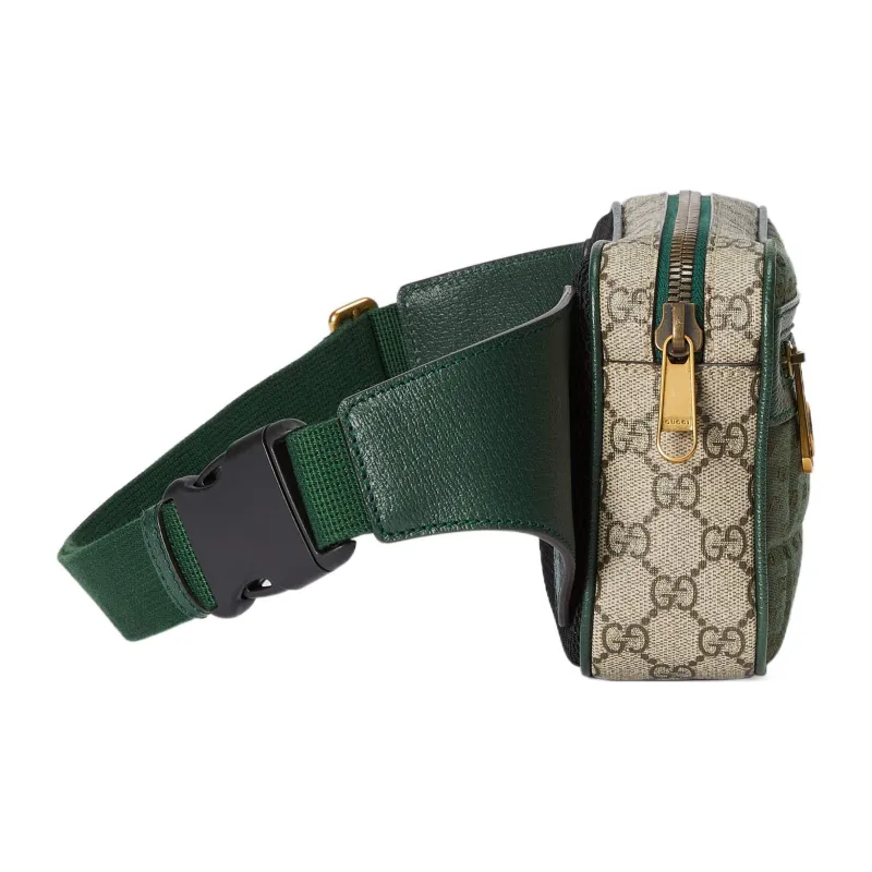 GUCCI Ophidia Canvas With Leather Sling Bag, One Shoulder, Crossbody, Fanny Pack Trumpets Men's Green-2