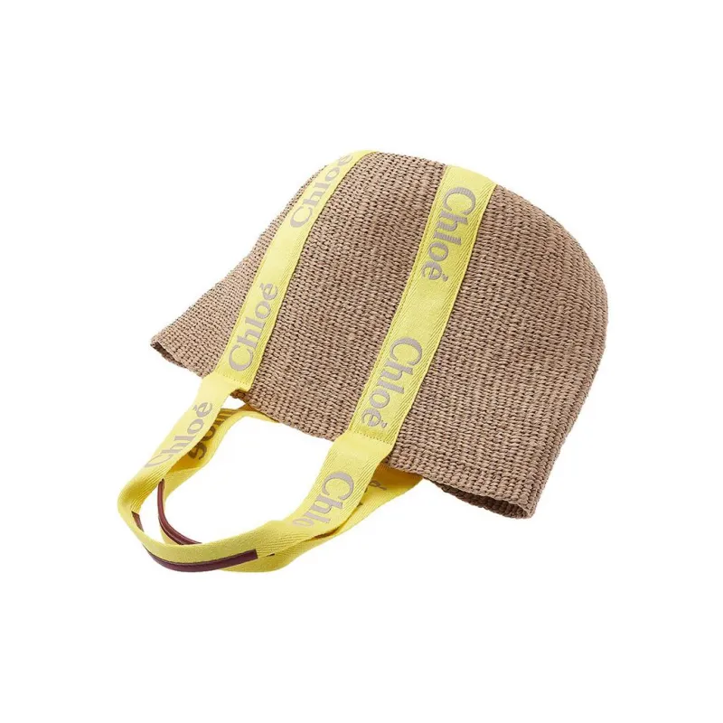Chloe Woody Calfskin Basket Bag, Handbag, Shoulder Bag Tubas Women's Beige/Yellow-3