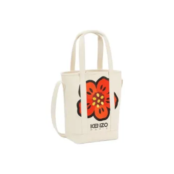KENZO Cotton Tote Bag, Shopping Bag, One Shoulder Crossbody, Portable Unisex Ecru