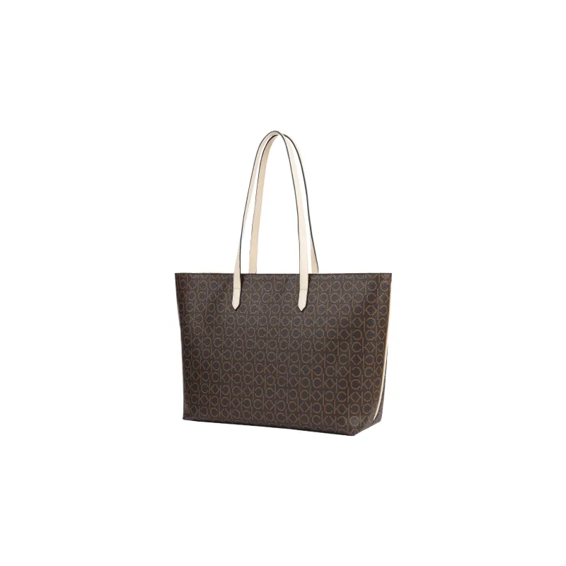 CALVIN KLEIN Polyurethane Tote Bag Shopping Bag Shoulder Bag Handbag Regular Women's Brown-1