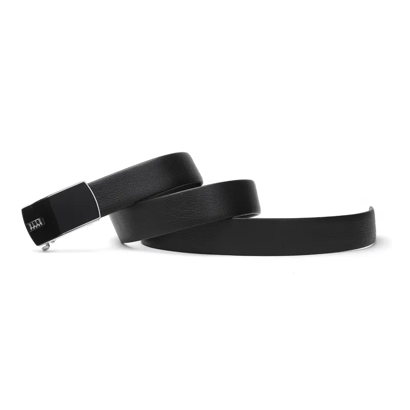 ELLE HOMME Automatic Buckle Steel Buckle Business Top Grain Cow Leather Belts Men's Black Width 3.7cm-2