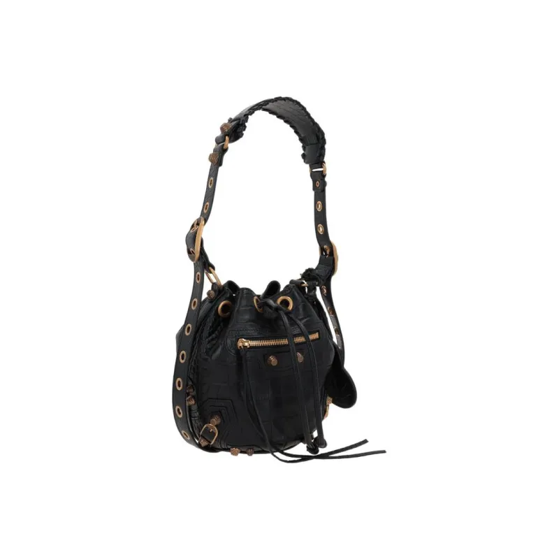 Balenciaga Le Cagole Cow Leather Bucket Bag Handbag Shoulder Bag Women's Black-3