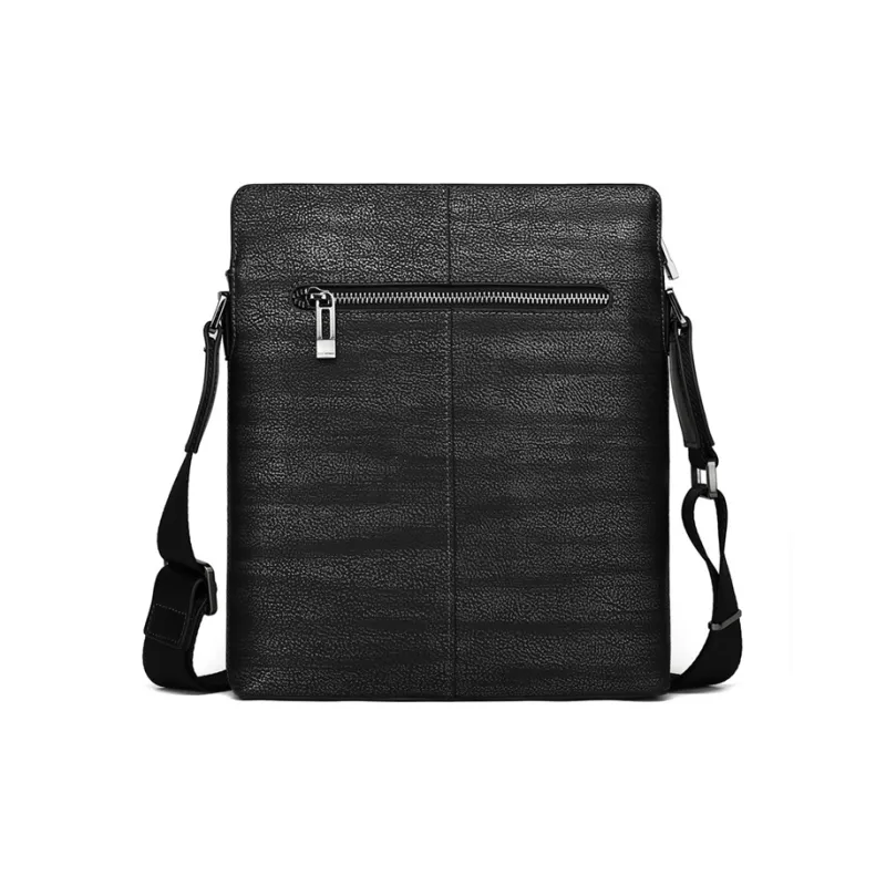 ELLE HOMME Top Grain Cow Leather Crossbody Bag Regular Unisex Black Gray Color-1