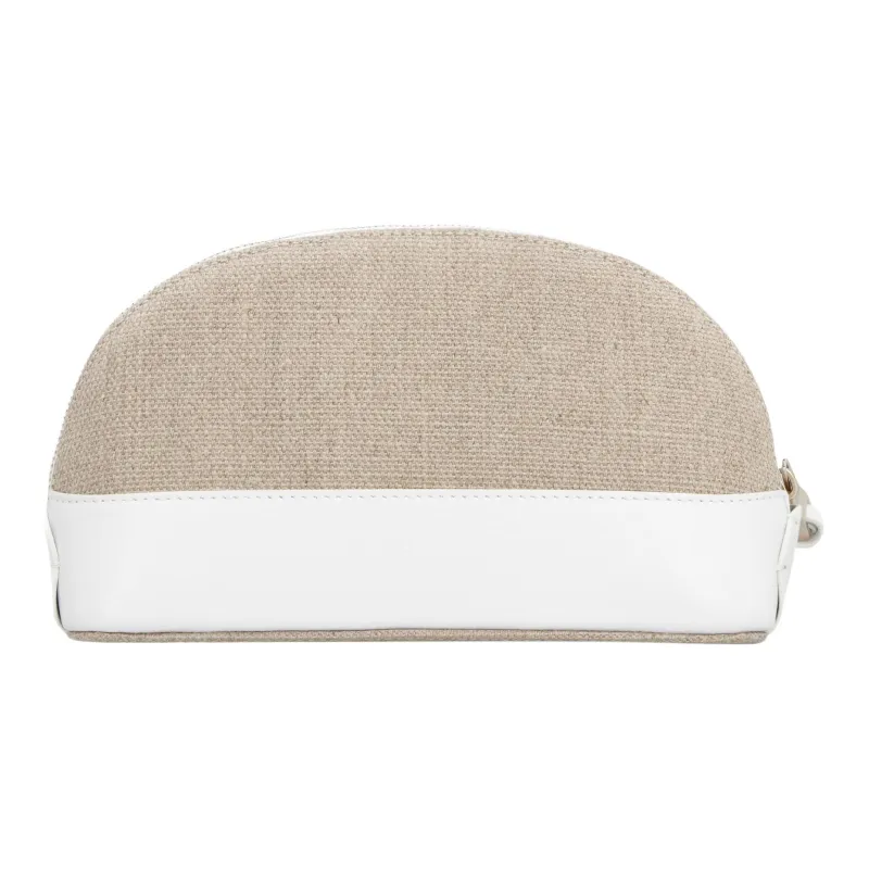 Chloe Linen With Bright Calfskin Clutch Women's Crystal White/Beige-2