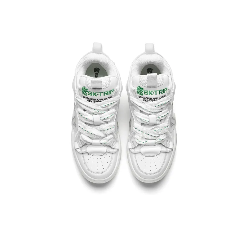 SK.TRIP Mid Top Stylish Skateboarding Shoes Unisex Vintage White-3