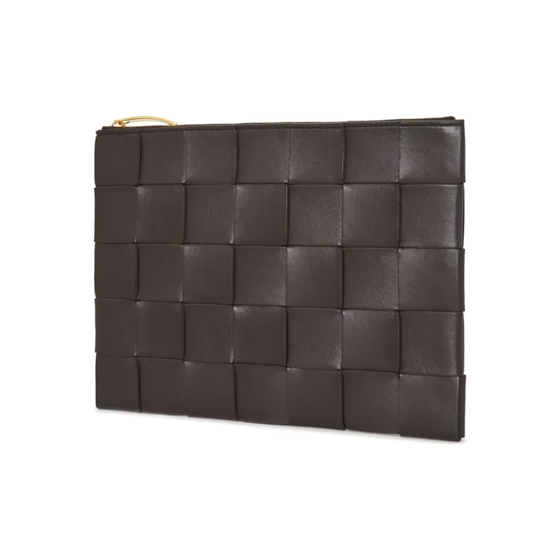 Bottega Veneta Leather Clutch Medium Size Women's Brown-3