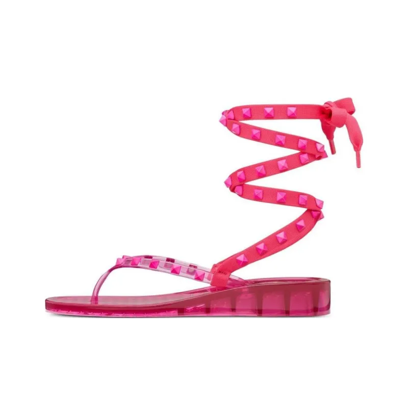 Valentino Rockstud Gladiator Sandals Pink Women's-0