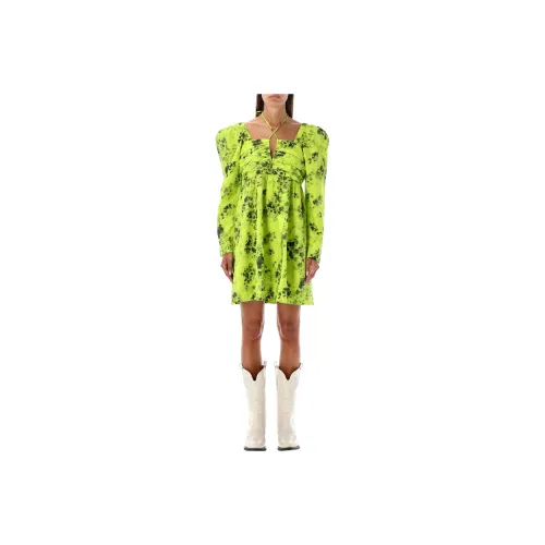 GANNI Long-Sleeved Dresses Women's Neon Green