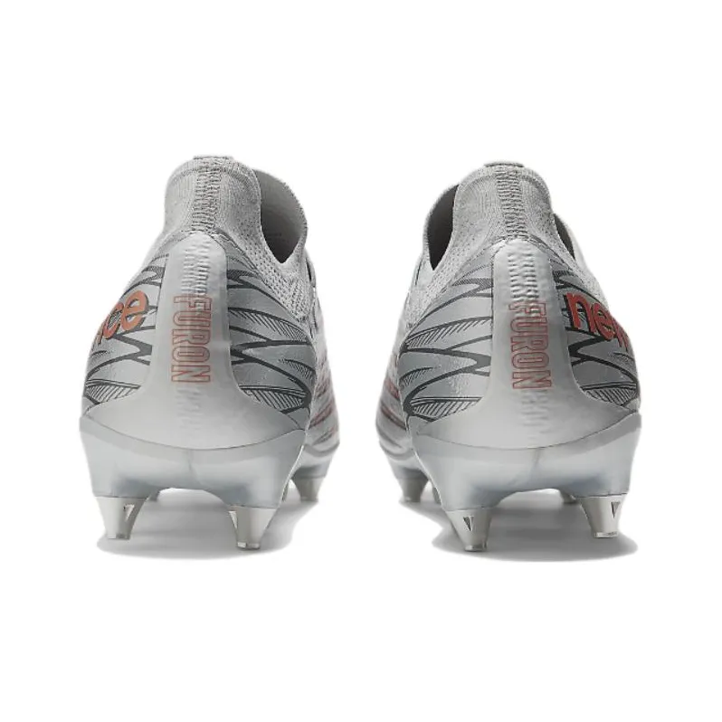 New Balance Furon V7 Pro SG Anti Slip Wear Resistant Soccer Shoes Unisex Silver Gray Copper-4