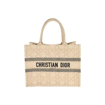 DIOR BookTote Raffia Grass Totes Handbags Large Size Women's Gold/Black