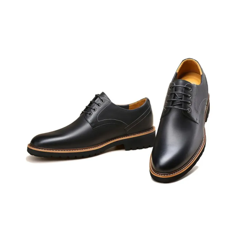 He Jinchang Dress Shoes Men Low Top Black-5