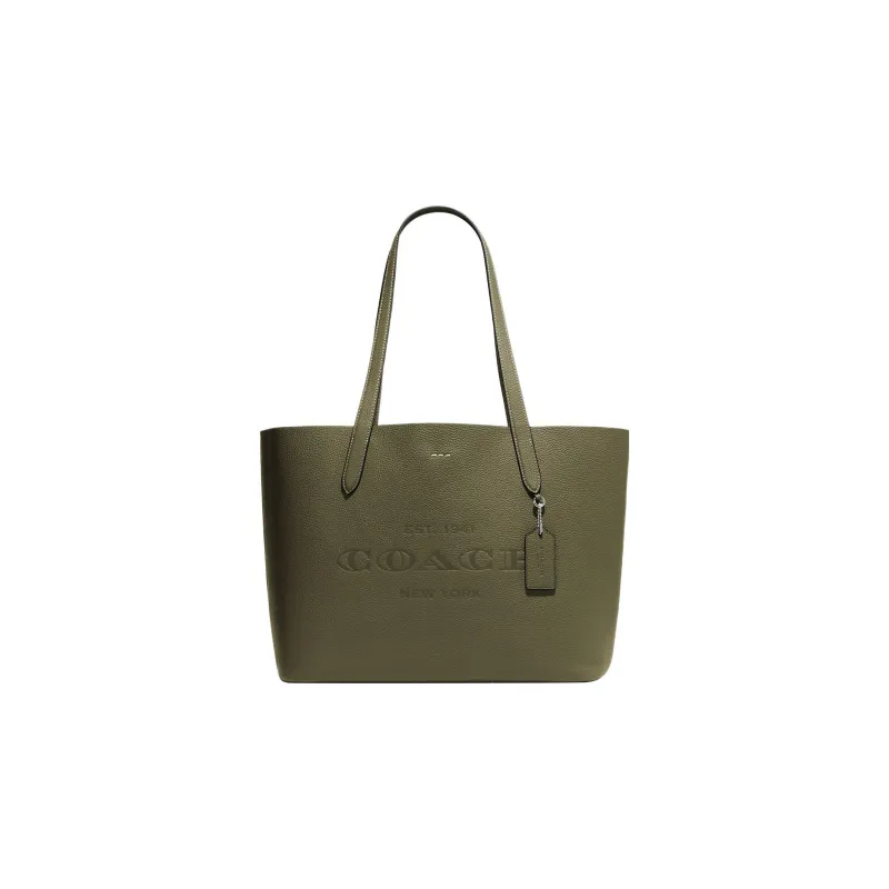 COACH Pebbled Leather Tote Bag, Shopping Bag, Handbag, Shoulder Bag Women's Olive Green-0