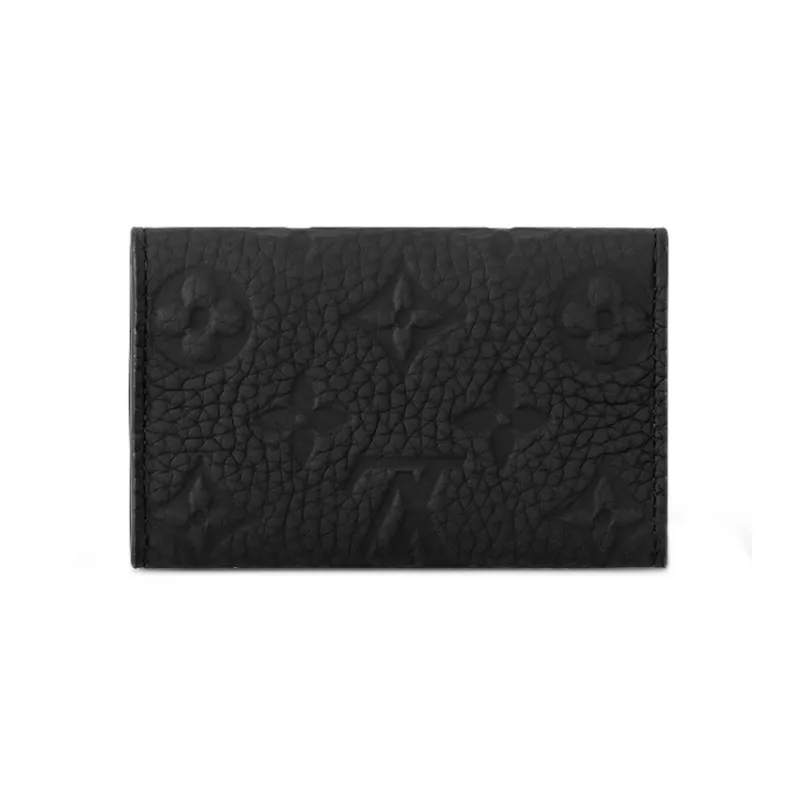 LOUIS VUITTON Leather Cow Leather Patchwork Trim Key Pouch Men's Black-2