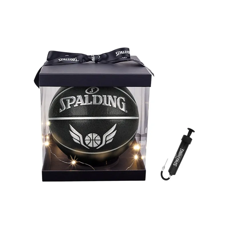 SPALDING PU Basketball Black Silver Size 7 Ball Training Unisex-6