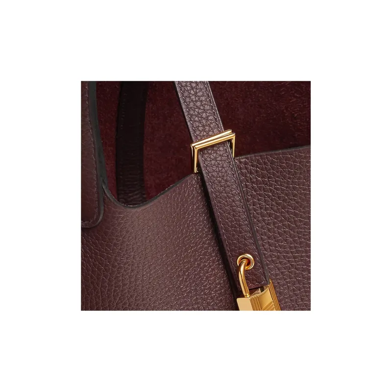 HERMES Picotin Lock Taurillon Clemence Leather Basket Bag Handbag Bucket Bag 18 Women's Saddle Red/Black Tweed-4