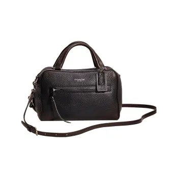 COACH Bleecker Leather Boston Bag Handbag Shoulder Bag Crossbody Bag Medium Size Women's Black