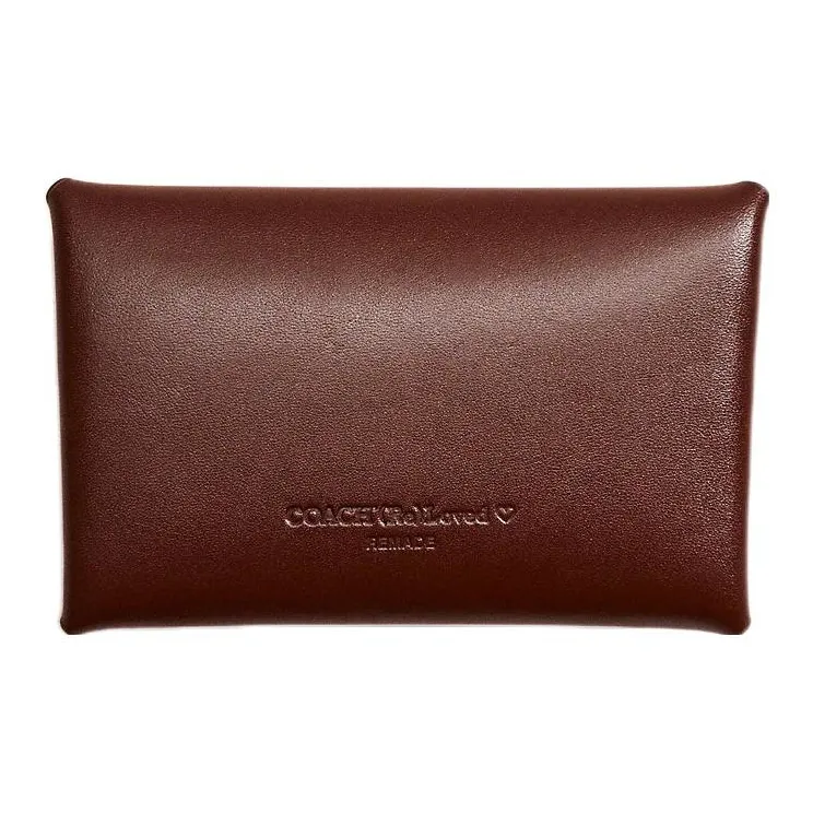COACH Pouch Pebbled Leather Clutch Wallet Coin Purse Medium Size Women's Dark Brown-1