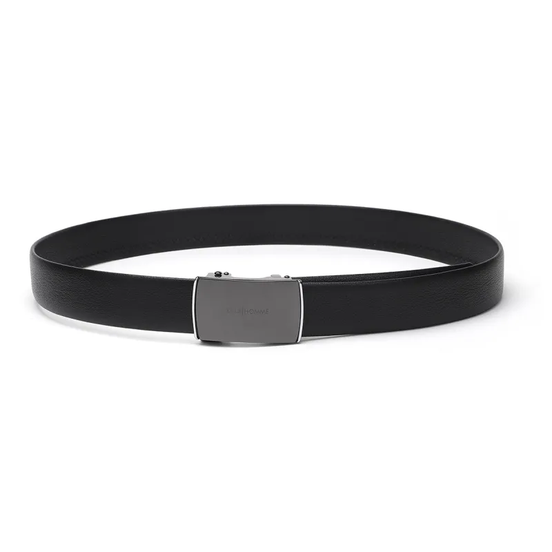 ELLE HOMME Automatic Buckle Belt For Men Genuine Leather Alloy Buckle Men's Belt Men's Black Width 3.55cm-3