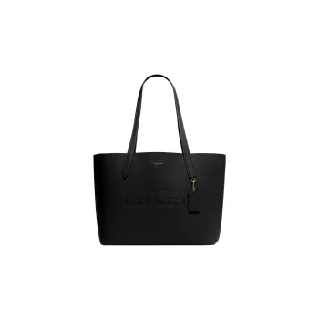 COACH Tote Pebbled Leather Tote Bag Shopping Bag Handbag Shoulder Bag Women's Black