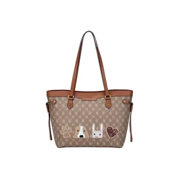 Hush Puppies Synthetic Leather Tote Bag, Shopping Bag, Handbag, Shoulder Bag Medium Size Women's Khaki