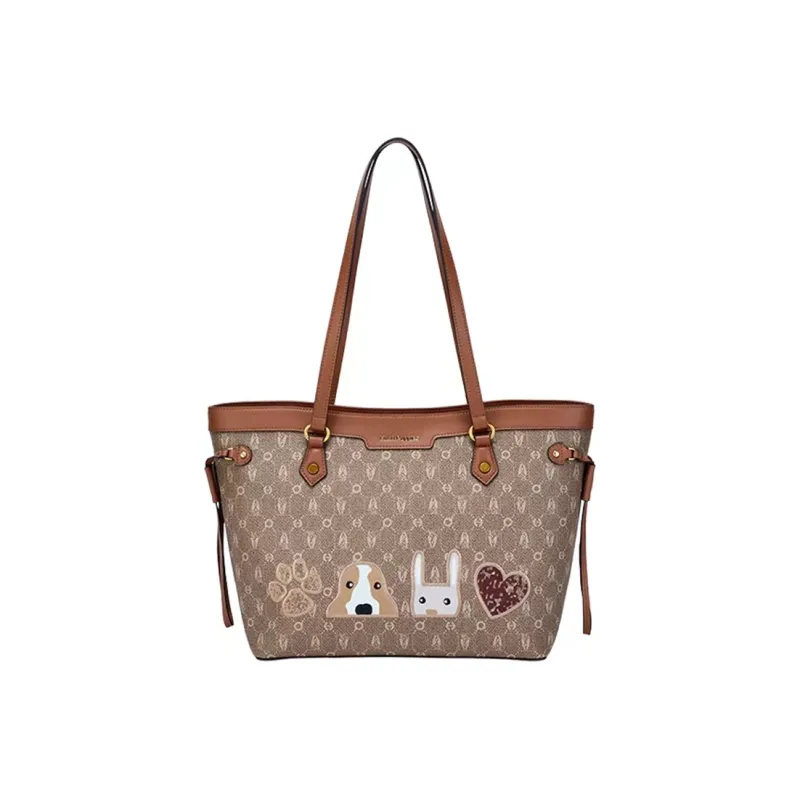 Hush Puppies Synthetic Leather Tote Bag, Shopping Bag, Handbag, Shoulder Bag Medium Size Women's Khaki-0