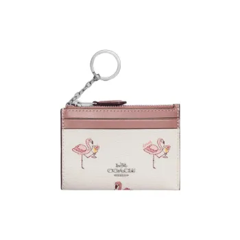 COACH Skinny Id Case Coated Canvas With Leather Card Holders Coin Purses Wallets Women's Light Pink