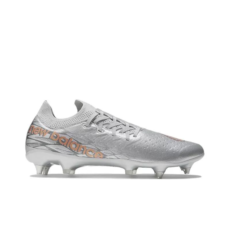 New Balance Furon V7 Pro SG Anti Slip Wear Resistant Soccer Shoes Unisex Silver Gray Copper-1