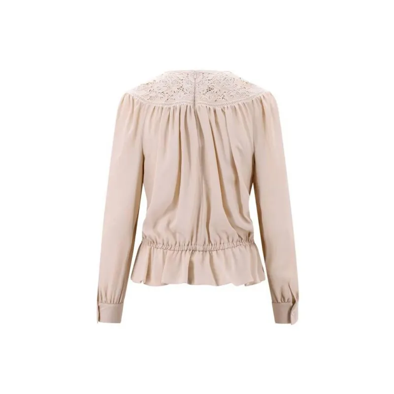 CELINE Guipure Crewneck Long Sleeved Blouse-1