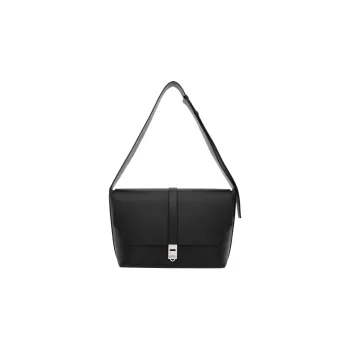 FERRAGAMO Smooth Cow Leather Messenger Bag Handbag Shoulder Bag Men's Black