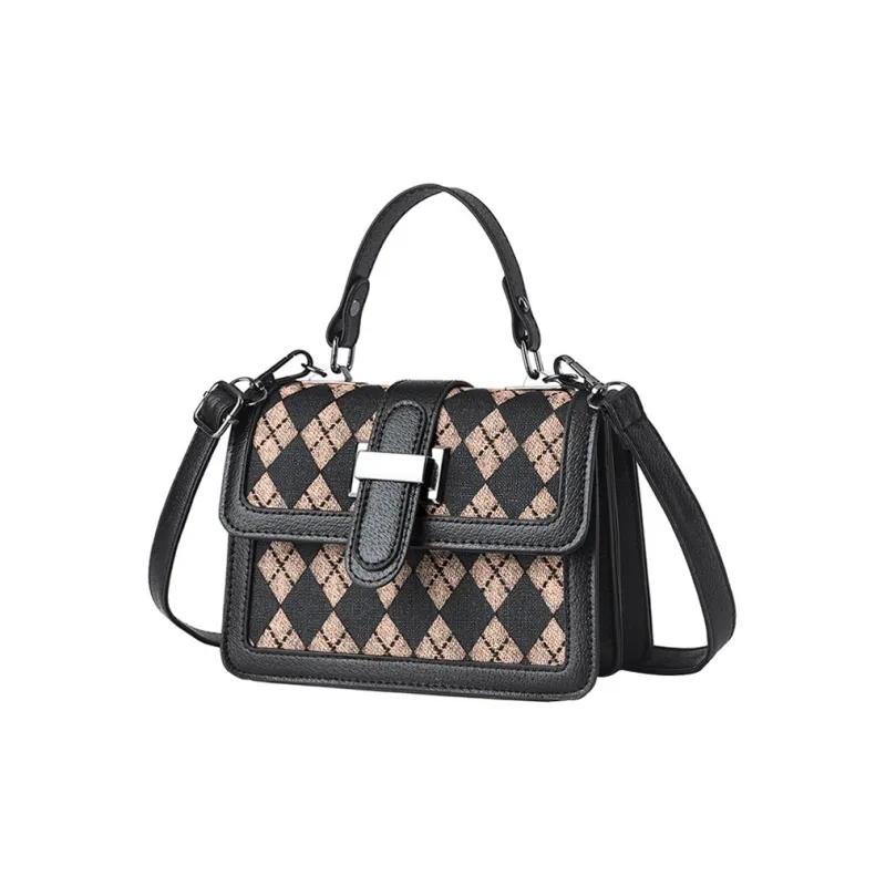 SURELAPTOP PU Small Square Bag, Crossbody Bag Small Size Women's Checkerboard/Houndstooth/Diamond/Print-11