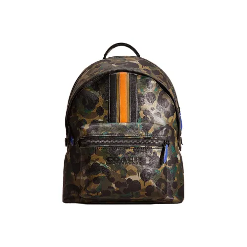 COACH Charter Leather Backpack Large Size Women's Camouflage