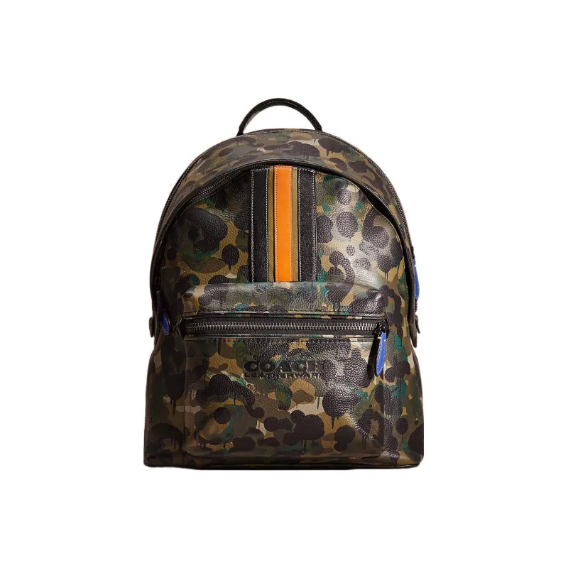 COACH Charter Leather Backpack Large Size Women's Camouflage-0