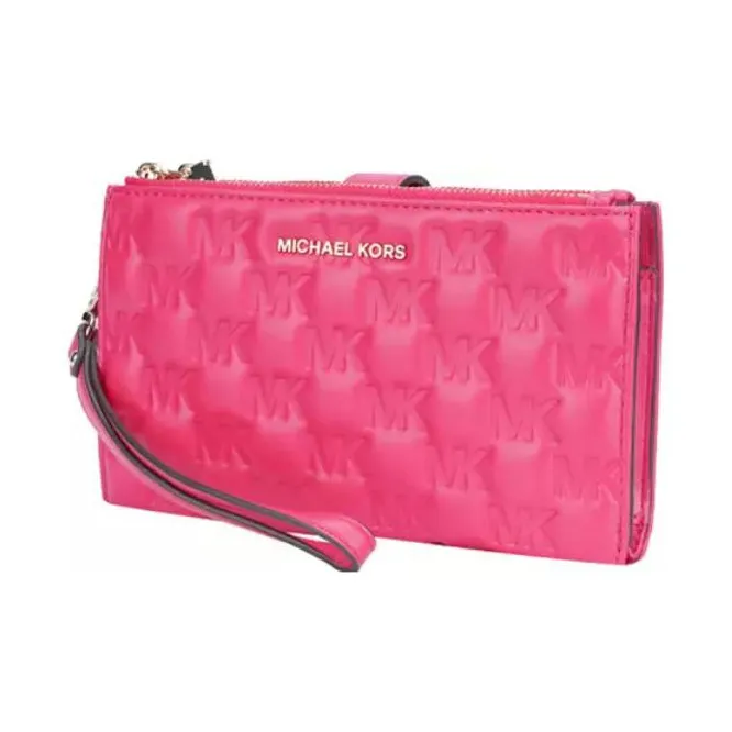 MICHAEL KORS Jet Set Cow Leather Wallet Small Size Women's Ruby Color-1