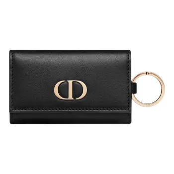 DIOR 30 Montaigne Smooth Calf Leather Key Pouch Women's Black