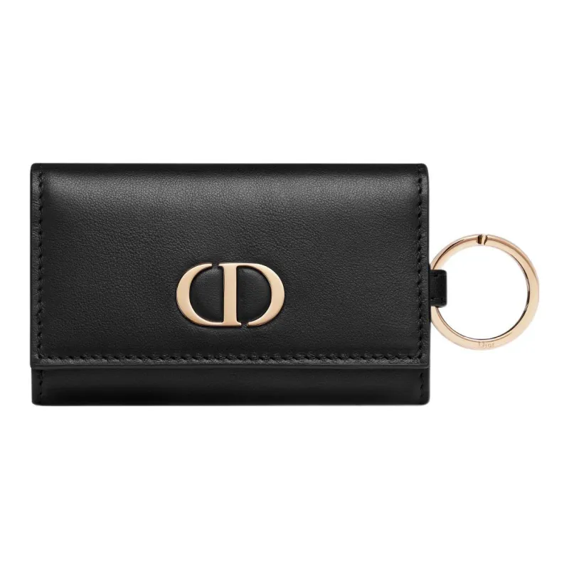 DIOR 30 Montaigne Smooth Calf Leather Key Pouch Women's Black-0