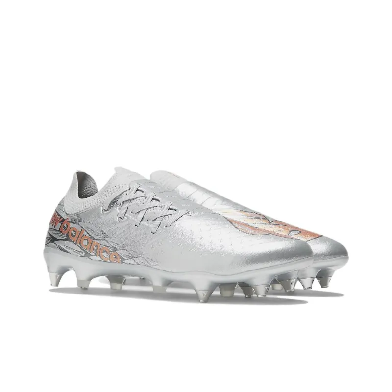 New Balance Furon V7 Pro SG Anti Slip Wear Resistant Soccer Shoes Unisex Silver Gray Copper-2