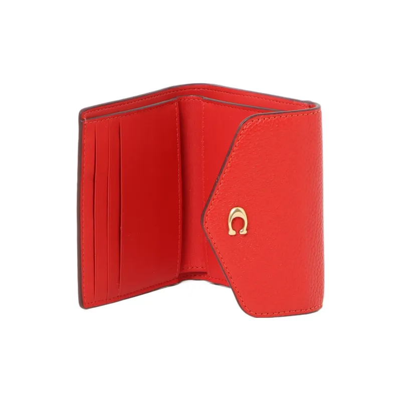 COACH Wyn Soft Textured Shiny Leather Card Holders Coin Purses Wallets Women's Red-3