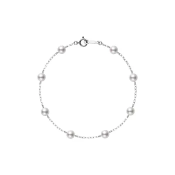 MIKIMOTO 18K White Gold Akoya Pearl Bracelets Women's Silver