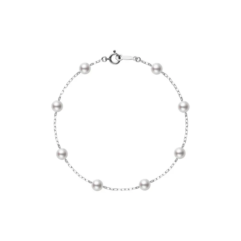 MIKIMOTO 18K White Gold Akoya Pearl Bracelets Women's Silver-0
