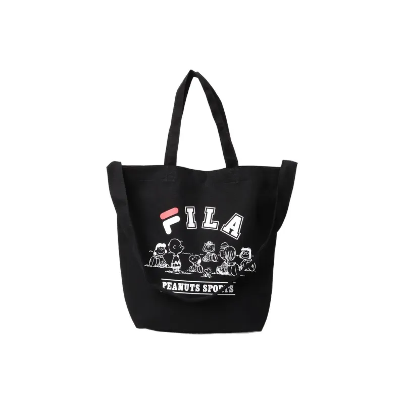 FILA Cotton Tote Bag Shopping Bag Shoulder Bag Handbag Unisex Black-0