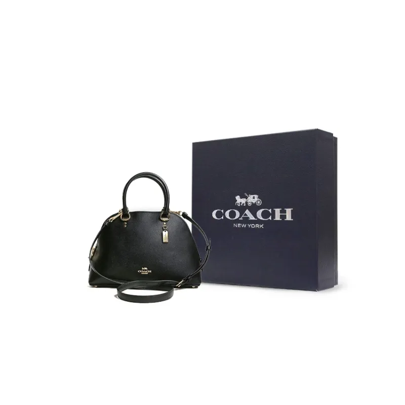 COACH Katy Leather Dome Bag, Shoulder Bag, Crossbody Bag, Handbag Tubas Women's Black-6