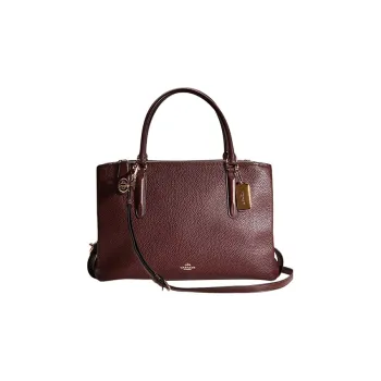 COACH Brooklyn Leather Briefcase, Shoulder Bag, Crossbody Bag, Handbag Large Size Women's Coffee Brown